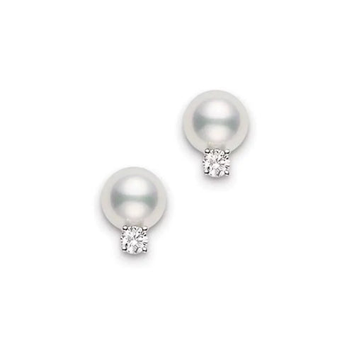 Akoya Studs With Diamonds - 1